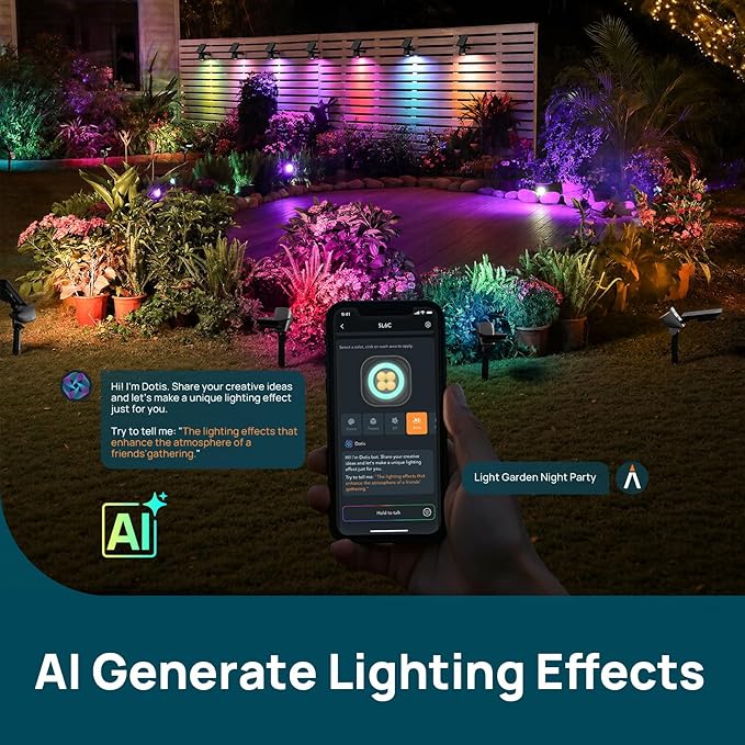 Linkind Smart Solar Lights Outdoor Waterproof SL6C Dual-Ring Solar &amp USB Charging Solar Spotlights Outdoor Waterproof IP66 Color Changing Spot Light for Yard Tree Landscape House 4 Pack
