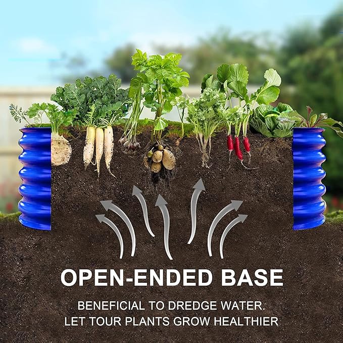 Olle Galvanized Raised Garden Beds 32 Tall Metal Plant Boxes for Outdoor Vegetables 12-in-1 Garden Bed Cobalt Blue