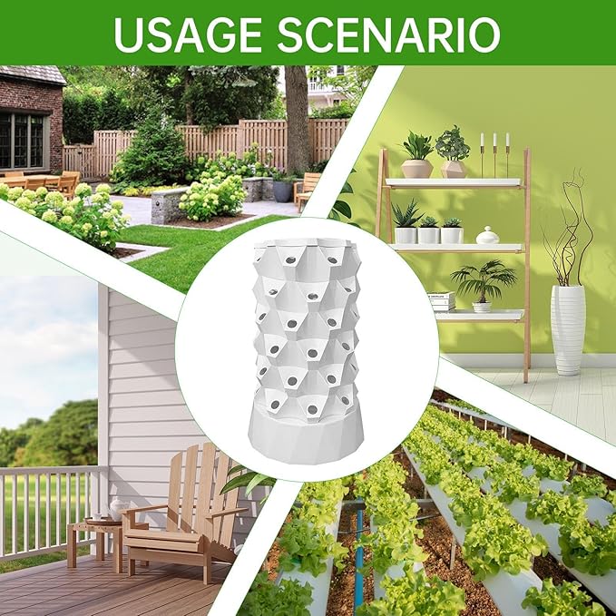 Hydroponics Growing System with Water Pump Vertical Hydroponic Planter Starter Kit Indoor Outdoor Growing Tower for Strawberries Tomatoes Lettuce Home Garden Planting
