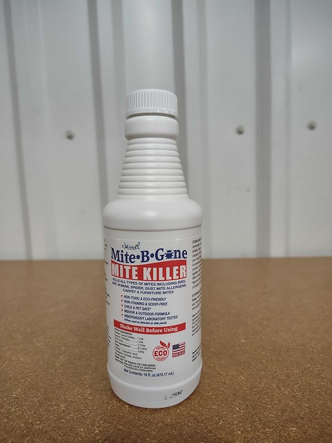 Dust Mite Killer Spray by Mite-B-Gone 16oz | Naturally Kills Human Mites Chicken Bird Dust Spider Rat Turkey Carpet Mites | Family &amp Pet Safe Treatment for Homes Furniture Bedding &amp F