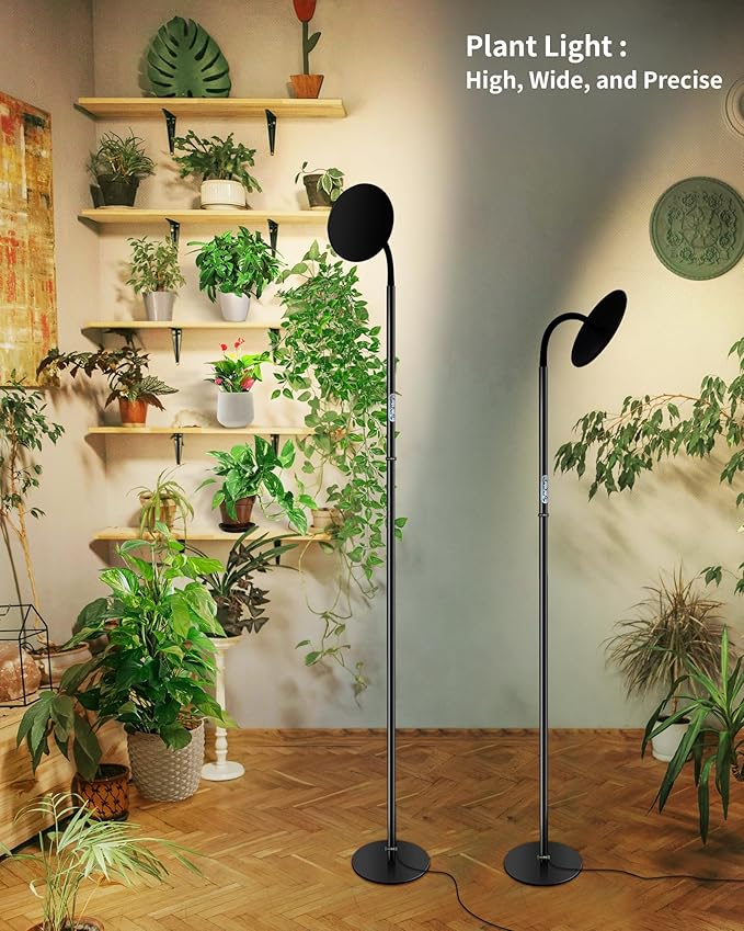 chiphy Grow Lamp 40W Full Spectrum Grow Lights for Indoor Plants 4H/8H/12H Timer 2300K-6500K 10 Dimmable Levels 76''Height Adjustable Remote Control Ideal for Large Tall Plants