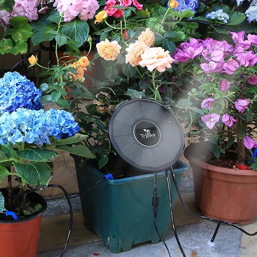 Solar Irrigation System Automatic Drip Irrigation Kit for Outdoor/Indoor Garden Watering System with Water Level DetectionDrip Irrigation System for 15 Potted Plant with 15m Water Hose
