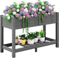SERWALL Raised Garden Bed with Legs 43×17×30 Large HDPE Elevated Planter Box for Vegetables Flower Herb Patio All Weather Use- Gray