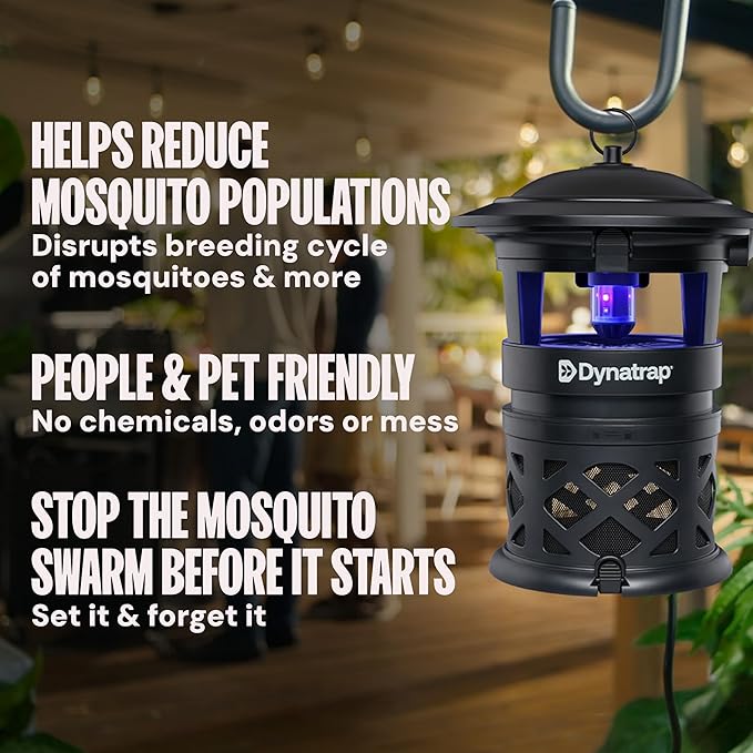 Dynatrap DT2030SR Fly Traps Outdoor - Mosquito &amp Flying Insect Killer for 1 Acre – Kills Mosquitoes Flies Gnats Wasps - Bug Zapper Alternative - Black