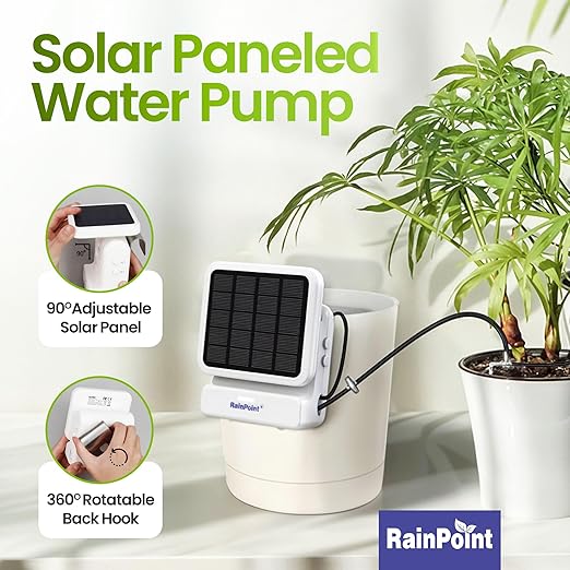 BALDR Automatic Solar Plant Watering System - WiFi Solar Drip System &amp App-Controlled Water Pump with Timer - Indoor Solar Power Irrigation System Smart Scheduling for House Plants While You are A