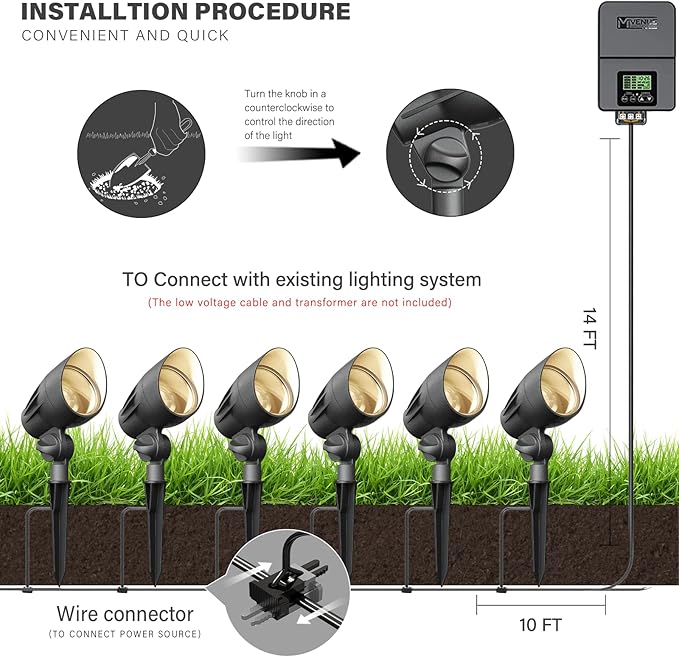 VENUS MANUFACTURING 16 Pack Low Voltage Landscape Flood Light 5 Watt LED Outdoor Landscape Lighting Kits 400 Lumen Black Waterproof Spotlights 12V 2700K Warm White Metal Tree Lights for Garden &amp Y