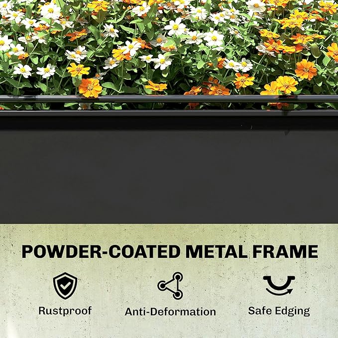 Outsunny Raised Garden Bed with Flip-Up Greenhouse Cover Metal Elevated Garden Bed with Legs and Drainage Hole Outdoor Raised Planter Box for Vegetables Herbs Flowers 39.4 x 19.3 x 53.5 Black