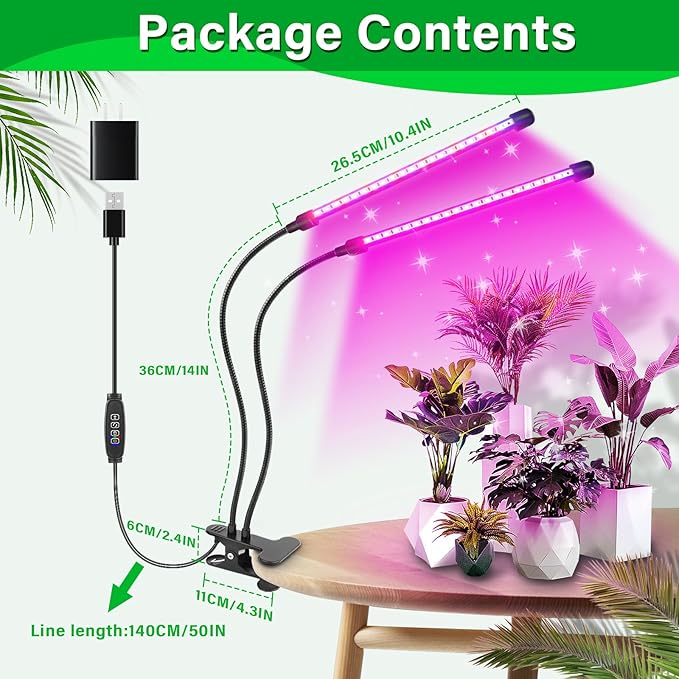 AUXTINGS LED Grow Lights for Indoor PlantsFull Spectrum 4 Heads Plant Growing Lamp with 3/6/9H Auto Timer 10 Dimmable Modes &amp 3 Light Settings Seed Starting Grow Lights for Indoor Gardening