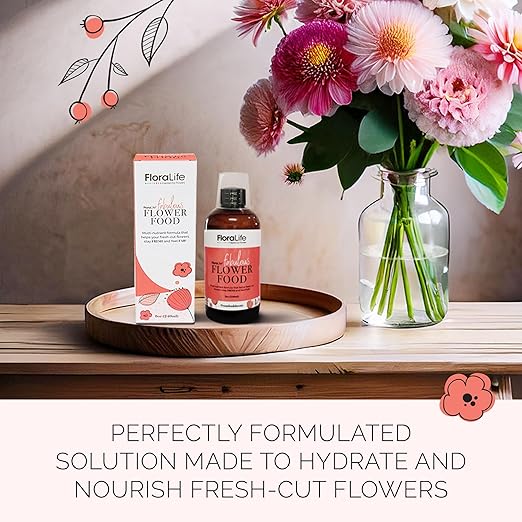 FloraLife Fresh-Cut Flowers Care Kit - Nutrition Hydration &amp Cleaning Solution with Cutting Shears