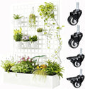 Metal Planter Box with Trellis 71x47x16 Raised Garden Bed Outdoor with Privacy Screen &amp Lattice Trellis &amp Lockable Casters Vertical Garden Box with Drainage Hole for Climbing Plants Vege