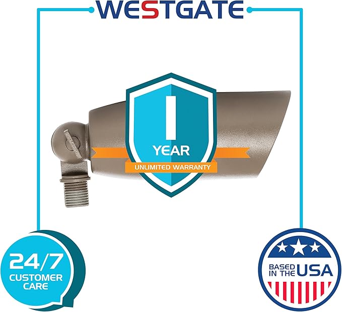 Westgate LED Landscape Spotlight Waterproof Spotlight Adjustable Directional Lighting for Patio Deck Yard Garden Pathway Pool Area - All Accessories Included (1 Bronze)