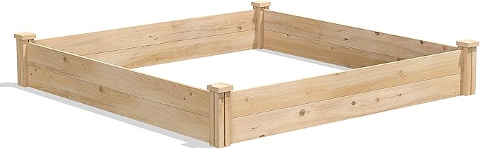 Greenes Fence Classic Cedar Raised Garden Bed 4' x 4' x 7 (1/2 Thick) - Made in USA with North American Cedar