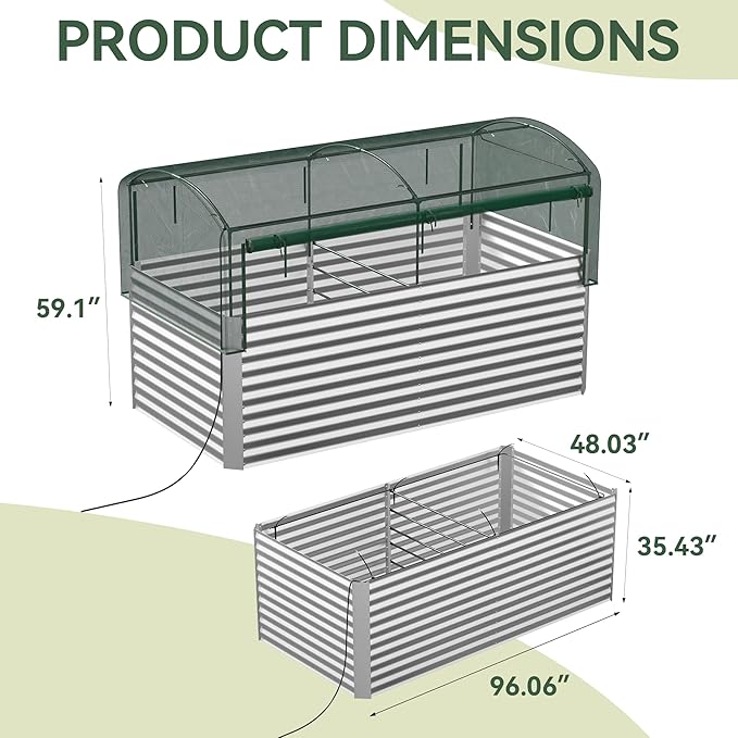 8x4x3 ft Tall Galvanized Raised Garden Bed with Self-Watering System Elevated Planter Boxes Outdoor with Mesh Cover Rectangular Deep Raised Beds for GardeningVegetablesFlower Backyard Patio
