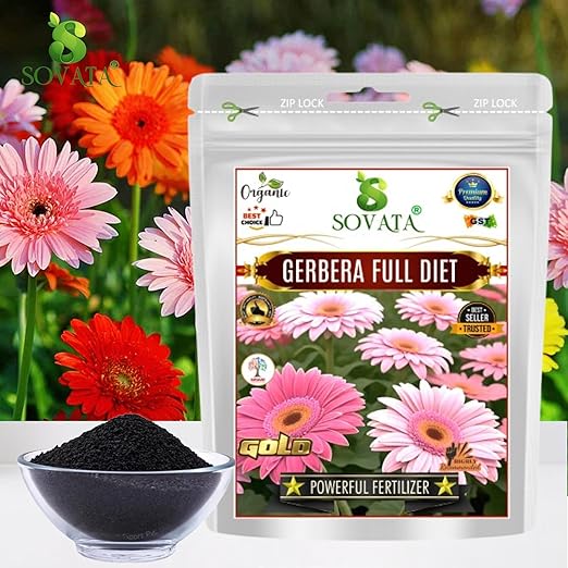 Sovata® Gerbera Full Diet Powerful Organic Fertilizer for heavy flowering and fast growth of Gerbera Plants. (400 gm)