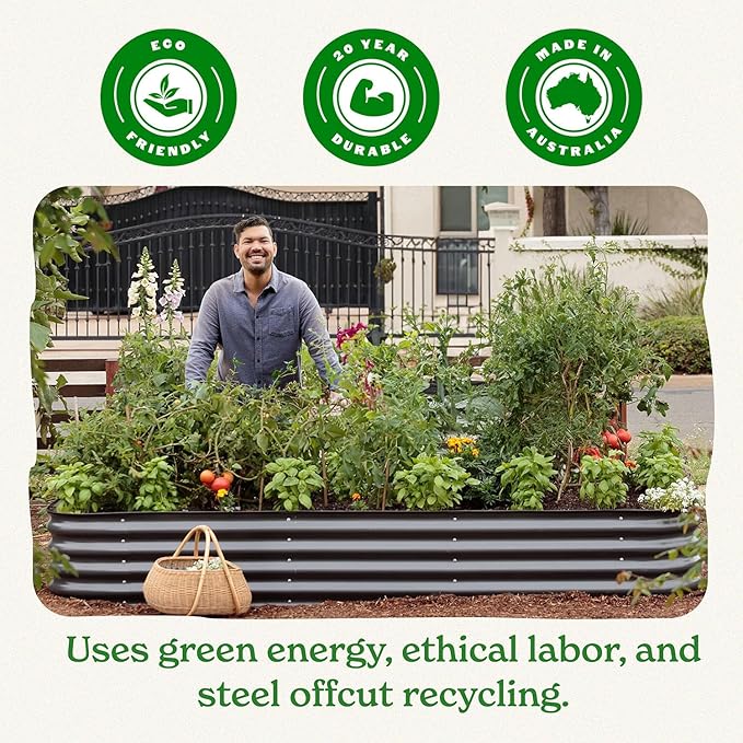 Epic Gardening 5-in-1 Modular Galvanized Raised Garden Bed Kit 15 Tall Metal Planter Box Durable Aluzinc Steel Raised Garden Bed Outdoor for Vegetables Herbs Flowers &amp Fruits - Round - Mist G