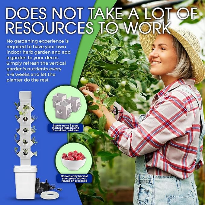 Garden Hydroponic Growing System Vertical Tower - Vegetable Plant Tower Gift for Gardening Lover - Automate Aeroponics Mini Indoor Outdoor Home Grow Herb//1pc