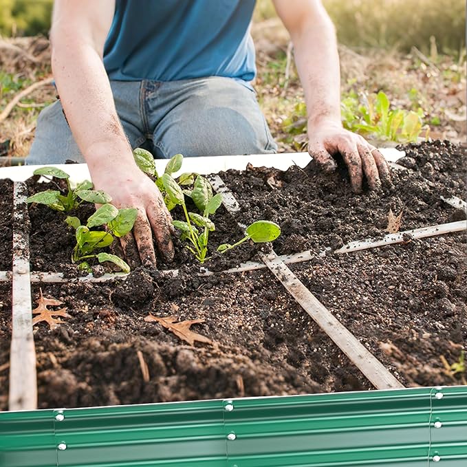 Galvanized Raised Garden Bed for Gardening 4x4x1ft Large Square Metal Planter Boxes Outdoor for VegetableFlowerHerbModular Above Ground Growing ContainerGreenEasy Assembly