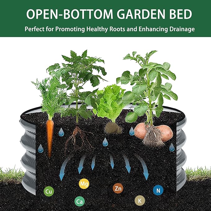 2 Pcs 2x2X1 FT Round Galvanized Raised Garden Bed Kit Black Outdoor Planter Garden Bed Metal Raised Box for Vegetables Fruits Flowers &amp Herbs