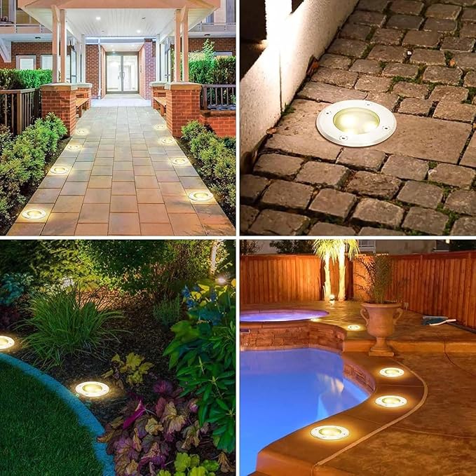 3PCS Recessed Ground Spotlight - 3W Outdoor Stainless Steel Landscape Lights Ultra Slim Submersible Fountain Lamp IP68 Waterproof Underwater Pond Led Spot LigWhite 12V