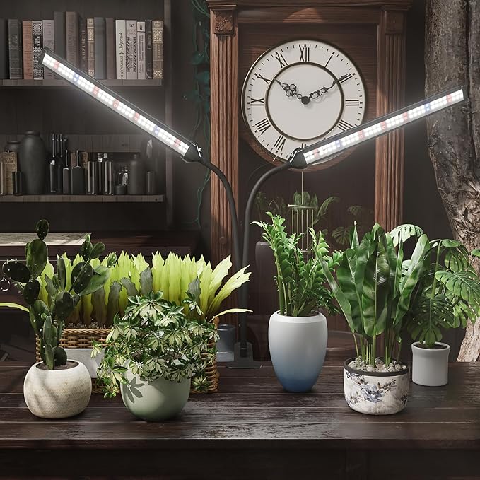 GooingTop LED Grow LightWhite Full Spectrum Clip Plant Growing Lamp with High Power Red Blue LEDs for Indoor PlantsDimming &amp Optional Auto Timer