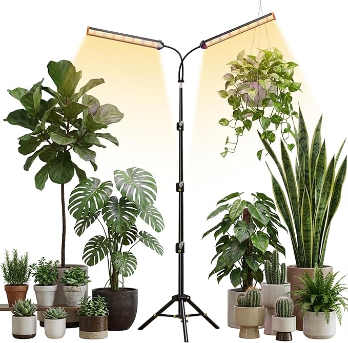Grow Light with Stand for Indoor Plants3500K Warm White Plant Light with Red Blue LEDs for Indoor Tall Large Plants GrowingDimmable &amp Auto TimerHeight Adjustable 17-61