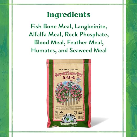 Down To Earth All Natural Fertilizers Organic Rose &amp Flower Mix - Plant Food for Roses Bulbs Flowers and Ornamentals 4-8-4 40 lb