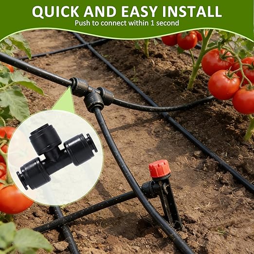 300FT Drip Irrigation System Kit Automatic Garden Watering Misting System with 70FT1/2 inch Hose 230FT 1/4 inch Distribution Tubing and Accessories for Garden Lawn Greenhouse Plant Flower Bed