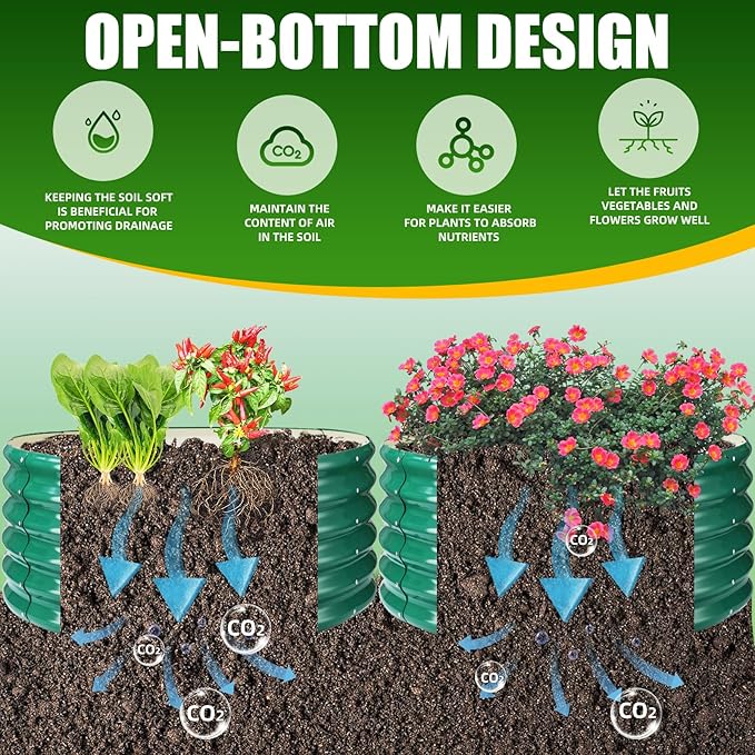 17 Tall Elevated Round Metal Rised Garden Bed- 3.3'x3.3' in Size and 0.8MM Thick Durable Planter Box for Vegetables Flowers Succulent at Patio/Garden Outdoor (Dark Green 3.3FT Diameter)