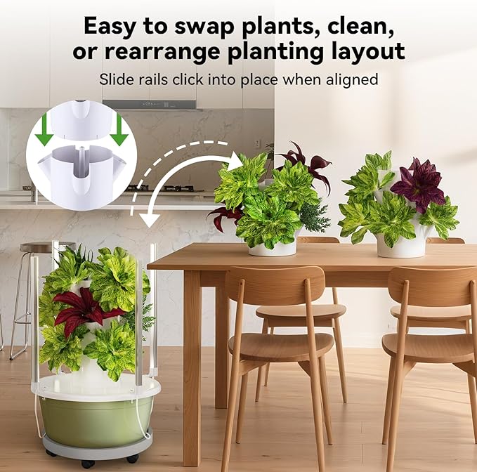 BAOSHISHAN Silent Wheel Mobile Tray for 7-Layer Hydroponics Tower Easy Mobile Heavy-Duty Load-Bearing Floor-Safe Design