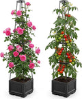 Tomato Planter with Wheels &amp Self Watering - 57 Tiered Pot with Drip Tray for Climbing Plants Vegetable Vine Flowers - Mobile Indoor/Outdoor Gardening for Small Space Patio Balcony (2 Pack)