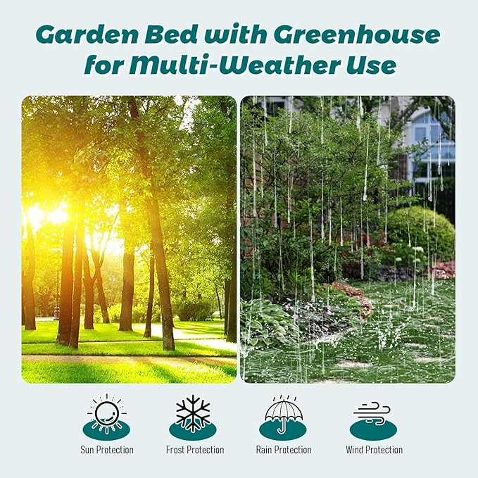 Raised Garden Bed with Cover - 2 Large Zipper Mesh Screen Windows Mini Greenhouse - Roll-up Zippered Window Waterproof UV-Resistant Hot House - for Gardening Flowers Vegetables 73 x 38 x 91