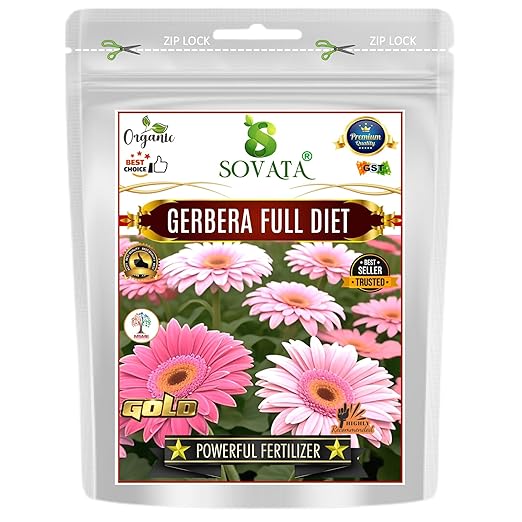 Sovata® Gerbera Full Diet Powerful Organic Fertilizer for heavy flowering and fast growth of Gerbera Plants. (400 gm)
