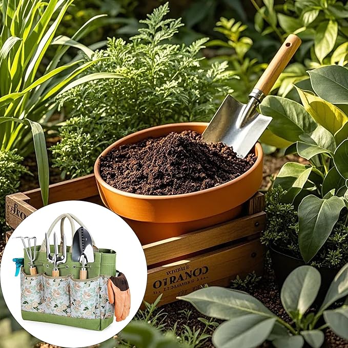 Easy to Garden Hand Tool Set Stainless Steel Smooth Surfaces Facilitating Quick Maintenance Includes Storage Bag Easy to Stainless Steel Garden Tool Set Smooth Surfaces for Quick Maintenance