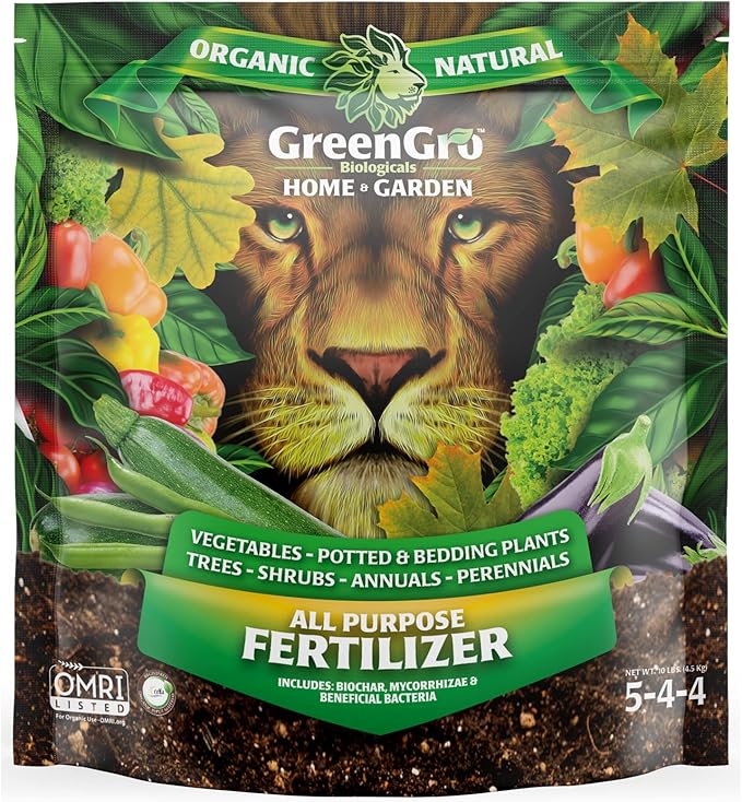 GreenGro All Purpose Organic Fertilizer - Outdoor &amp Indoor Plant Food/Great for Vegetable Gardens &amp Houseplants/Advanced Nutrients Derived from Fish Meal &amp Bone Meal/Biochar &amp Humic Ac