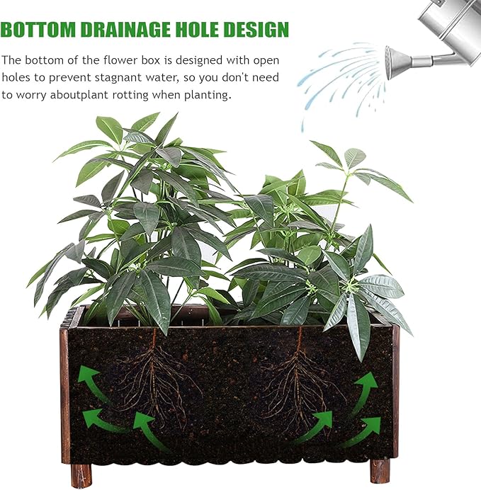 Garden Bed Wooden Planter Garden Boxes Outdoor Deep Root Planter Raised Bed for Vegetables Flowers Herbs