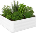 Relaxdays Raised Planter in Galvanised Iron Flower Bed for the Garden Plants Flowers HxWxD: 30 x 90 x 90 cm White