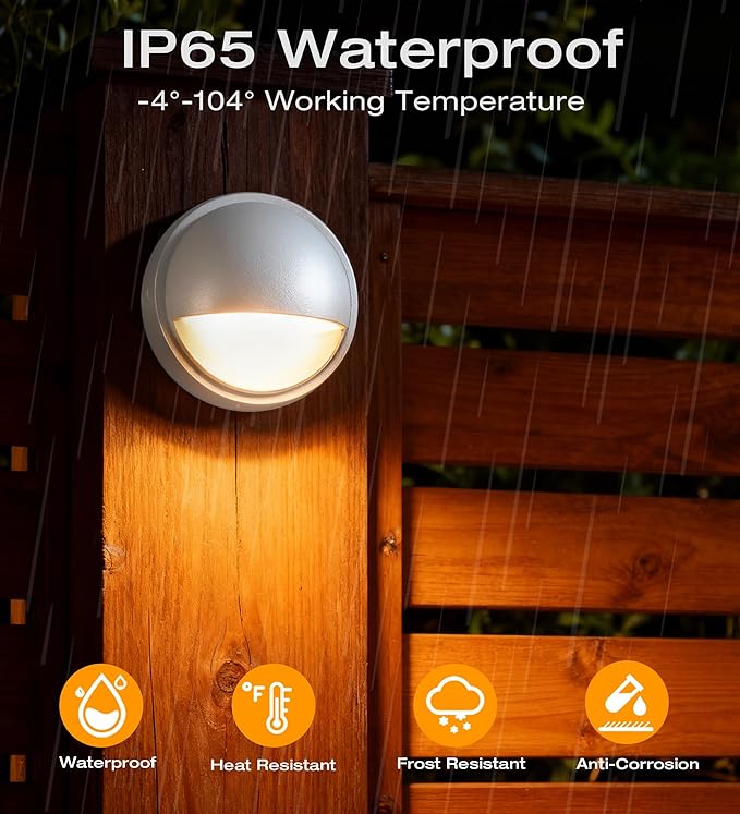 CLOUDY BAY [12 Pack] 3CCT Low Voltage LED Deck Lights Outdoor2700K/3500K/5000K SelectableLandscape Step Stair Railing Fence Light Wired3W12V-24V AC/DC Deck Lighting FixturesWhite