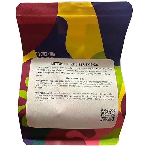 Greenway Biotech Inc. Lettuce Fertilizer 8-15-36 Powder - Water Soluble with Chelated Micronutrients for Lettuce Kale Spinach Microgreens - Helps Prevent Tip Burn - Hydroponics or Soil - 1 LB