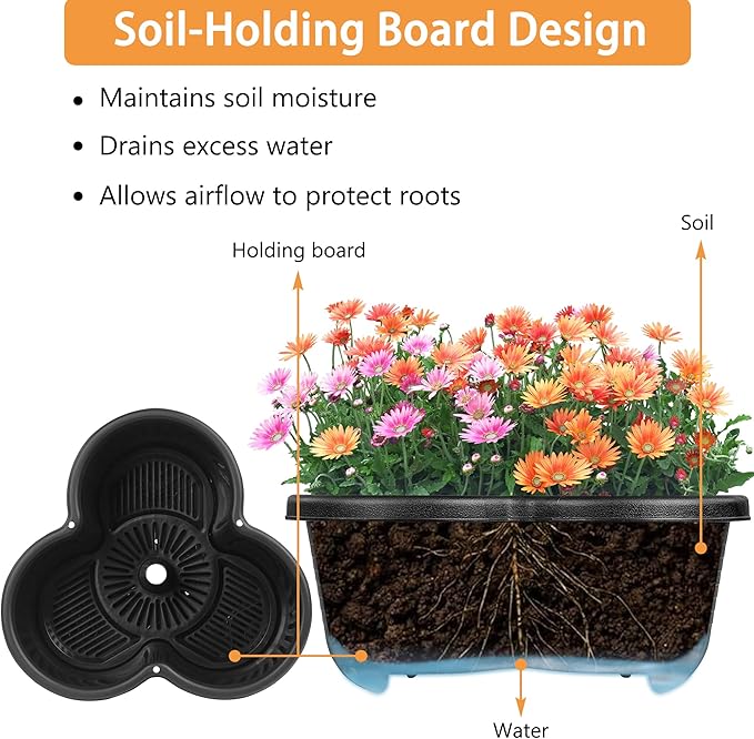 VECELO 5 Tier Vertical Garden Planter Self Watering Stackable Planters with Wheels for Strawberries Herbs Flowers Vegetables Black