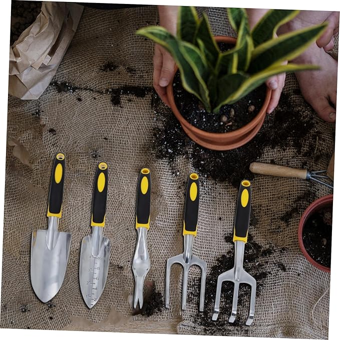 Happyyami 1set Garden Tool Set Heavy Duty Gardening Hand Tools Including Hand Shovel Tilling Rake and Spading Fork for Indoor and Outdoor Gardening Tasks