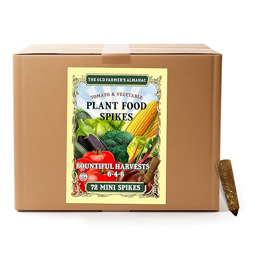 The Old Farmer's Almanac Tomato &amp Vegetable Plant Food Mini Spikes - NPK 6-4-6 for Continuous Feeding and Bountiful Harvests (72 Mini Spikes)