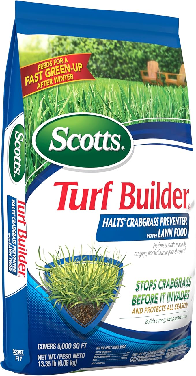 Scotts Turf Builder Halts Crabgrass Preventer with Lawn Food - Pre-Emergent Weed Killer Lawn Fertilizer 5000 sq. ft. 13.35 lbs. (2-Pack)