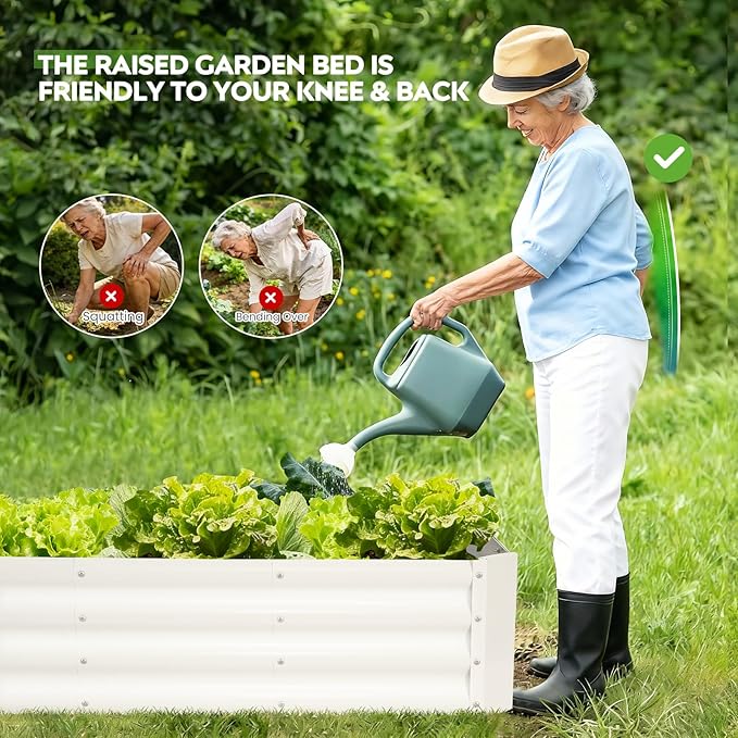 ZORMY 2 Pcs 4x2x1ft Galvanized Raised Garden Bed Outdoor Metal Planter Boxes with Easy Assembly Planter Raised Beds for Gardening Flower Plants Vegetable Herb - White