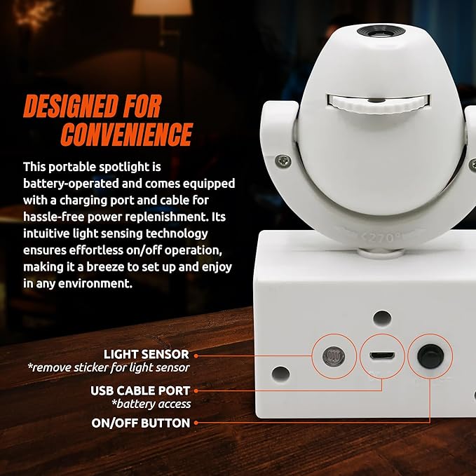 Sporticulture NCAA American Football Raiders - Adjustable Led Mini Spotlight Projector with 6 Team Logo Designs - Portable &amp Rechargeable Spotlight - Battery-Operated - 4.375” x 3.125”