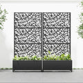 Casaphoria 72x35 Metal Raised Garden Bed with Trellis(2 Pack) Outdoor Planter Box with Wheels &amp Drainage Holes for Climbing Plants Flowers Elevated Garden Kit with Privacy Screen Black-Net