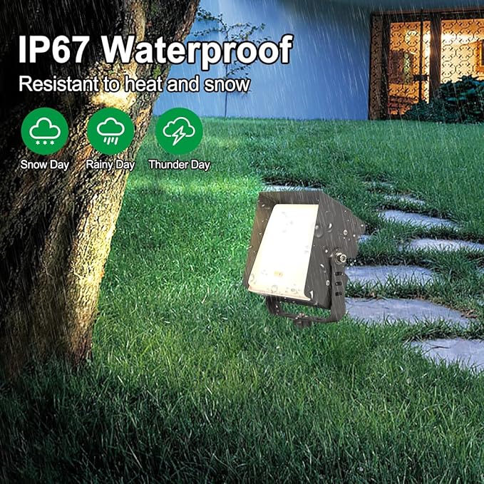 Led Landscape Outdoor Spot Light with Anti-Glare Cap - Heavy Duty Waterproof IP65 120V 270⁰ Adjustable Mount 3000K Thickened Aluminum Spotlight for BLDG Yard Garden Tree (48 Watts)