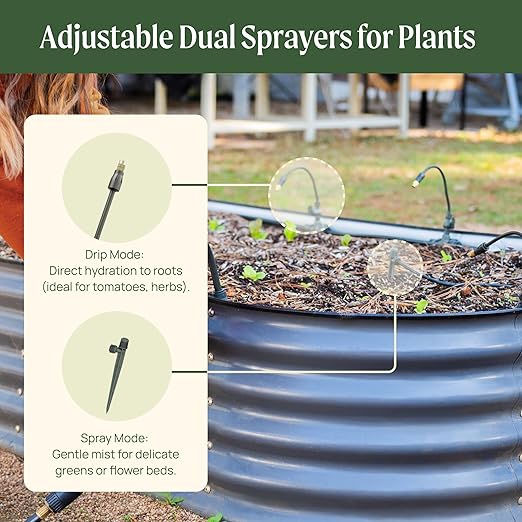Vego Garden Irrigation Kit - Drip Irrigation System for Raised Garden Beds Efficient Watering Solution for Vegetables Flowers and Plants Easy DIY Installation (Large)