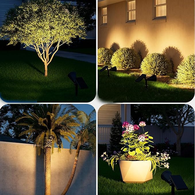 4led WarmSolar Color Changing Spot Lights Outdoor Waterproof 2 Pack Multicolor Landscape Spotlights 180° Solar Powered Lights Height Adjustable for Courtyards Balconies Gardens
