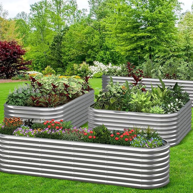 BTDVR 8FT(L)×2FT(W)×2FT(H) Raised Garden Bed Outdoor for Vegetable 9 in 1 Adjustable Clearance Raised Garden Beds for Flower Garden Planter Box for Herb Fruit
