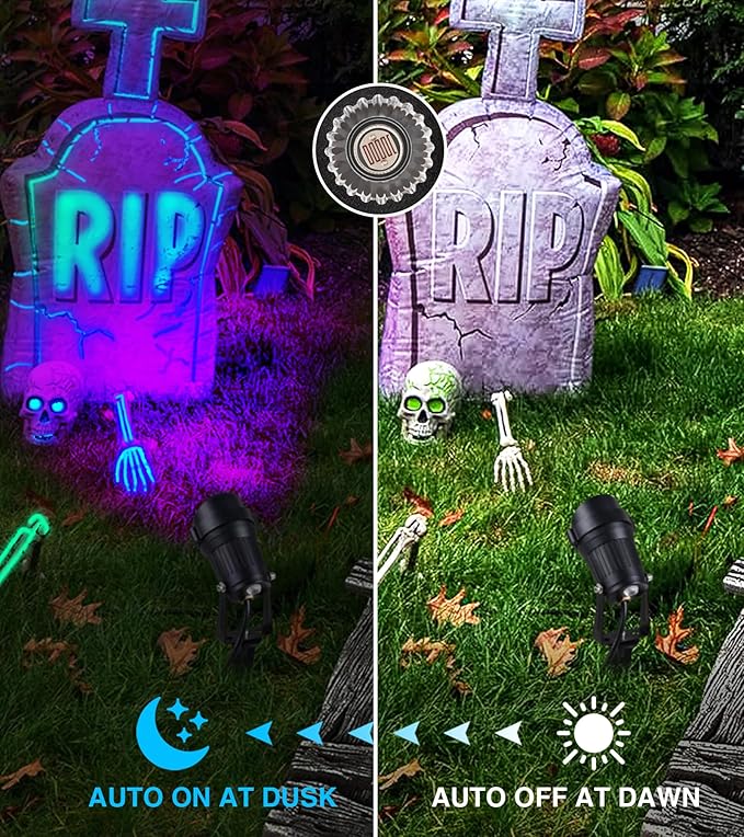 SUNVIE LED Black Light Outdoor Halloween Spotlight with Photocell Sensor 10W Outdoor Blacklight Waterproof 120V Purple Spotlight Outdoor Black Light Spotlight for Glow Party Fluorescent Poster 2 Pack